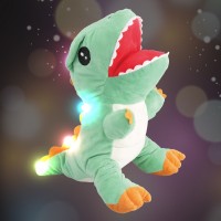 LED Dinosaur Stuffed Animal Glow Green Light Up Plush Toy Soft Adorable Gift for Kids Toddlers on Birthday, 11 Inches