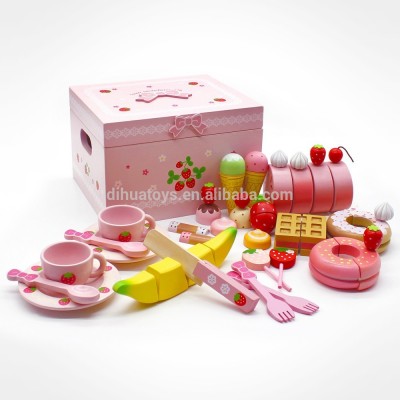 Kid Gift Wooden Pretend Play Toy Cherry Bear Chocolate Dessert Party Set Tea Cup